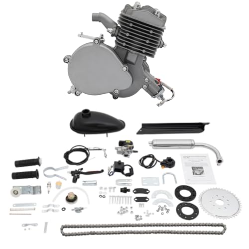 SOLOCJNL Kit de motor de gasolina de 80 cc, motor de bicicleta de 2 tiempos, hasta 40 km/h, motor de dos tiempos con depósito de 2 L y cadena de 44 Z, mini motor de gasolina, 180 kg de capacidad de