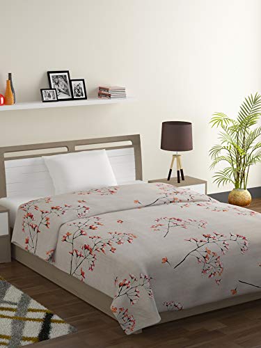 Image of Swayam Ananda-Premium 100% Cotton 200 TC,Microfiber Fill 150 GSM -Floral Pattern-Single Comforter, Beige, Red