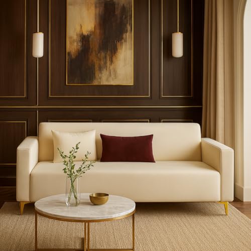 Solaro 3 Seater Sofa Set | Modern Design | Plush Comfort Cushions for Living Room (Cream) Solaro 3 Seater Sofa Set | Modern Design | Plush Comfort Cushions for Living Room (Cream)