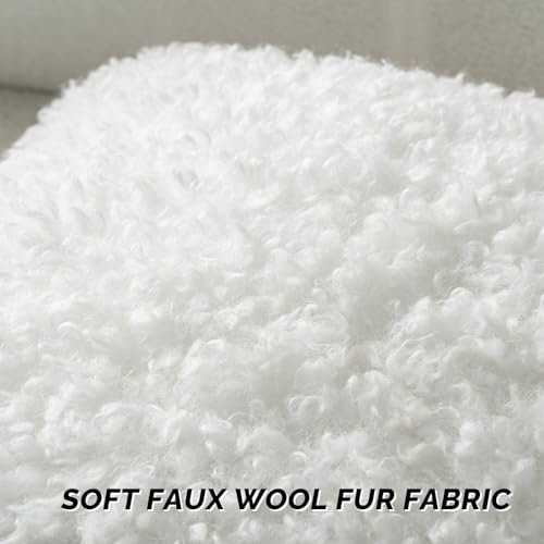 FUTEI Cream White Decorative Throw Pillow Covers 12x20 Inch Set of 2,Soft Fluffy Faux Wool Fur Boucle Textured Lumbar Pillow Case,Modern Home Decor for Couch Bed Living Room Office