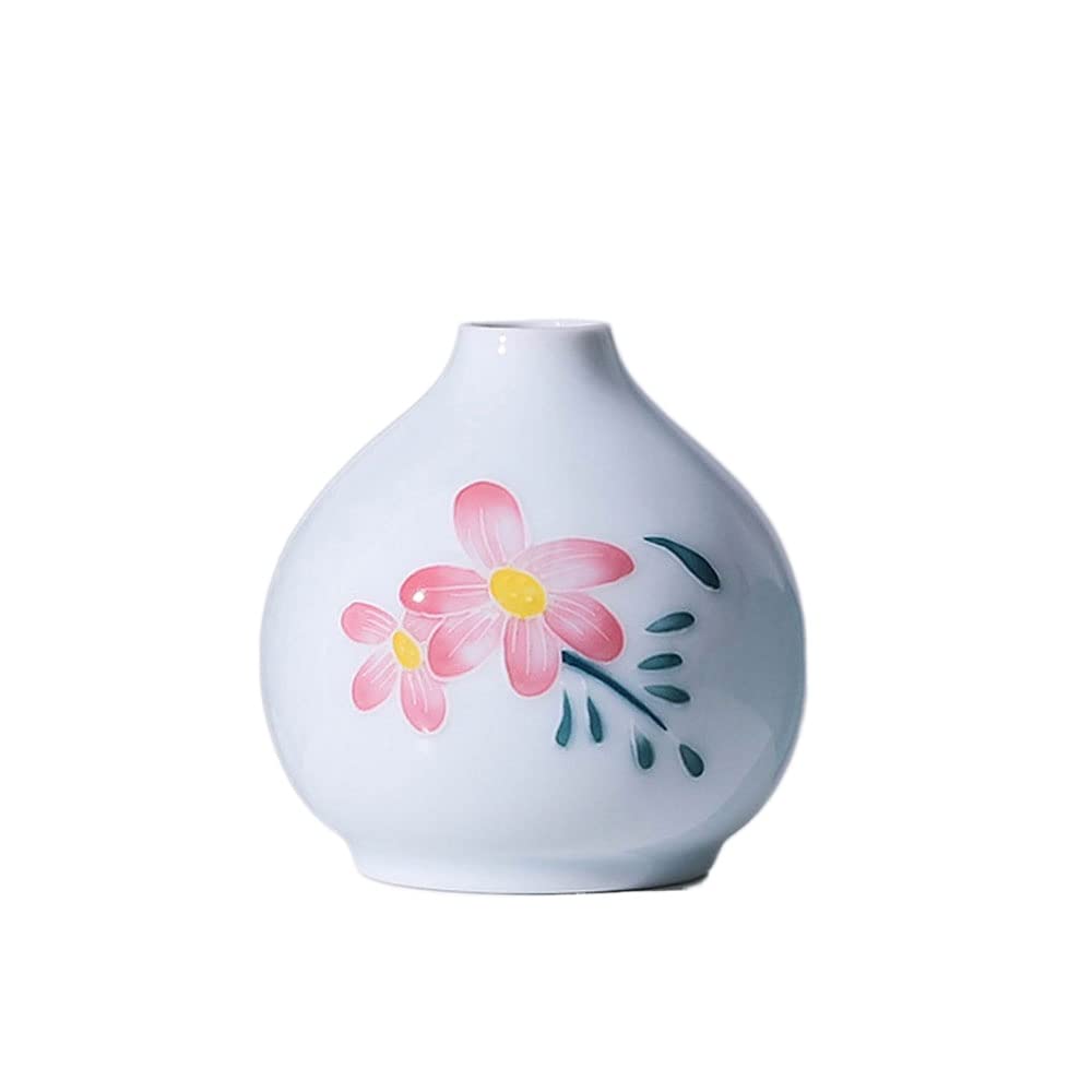 asdchZen Chinoiserie Small Ceramic Vases,Ceramic Vase Simple Art Flower Pot Decoration For Home Dried Plants Home Decorative Vase Living Room Tv Cabinet Decoration
