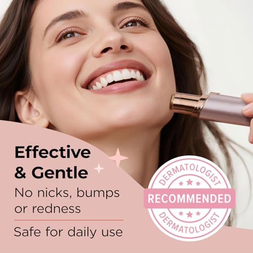 Image of Kradaa Facial Hair Removal for Women: Electric Face Razor with LED Light - Painless & Instant Results Mini Shaver for Travel Use (Rose Gold)