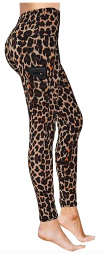 Luxleg High Waist Womens Leggings - Active Workout Leggings - Tummy Control Soft Ankle Length Leggings for Women(L-XL, Leopard Print Pockets)