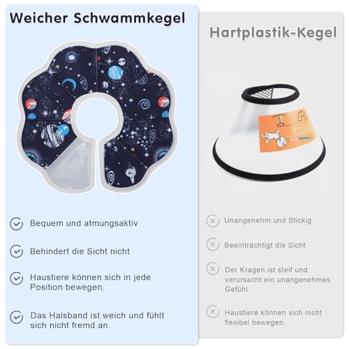 Halskrause Katze Weich & Wasserdicht, Katzenkragen nach OP - Halskrausen für Katzen & Hunde, Einstellbar mit Klett, 3 Größen (XS, S, M)