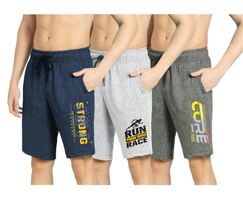 Image of KART BLACK Plus Sizes Men's Cotton Regular Fit Shorts (Pack of 3)