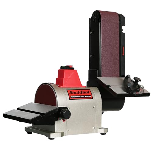 BUCKTOOL 500W Band-Tellerschleifer mit Zubehör | Bandschleifmaschine mit Schleifbandgeschw. 552 m/min, Schleifteller Drehzahl 2980 min-1