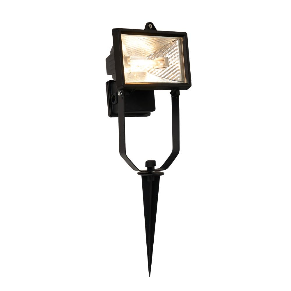Litecraft Black Spike Floodlight Outdoor Ip44 Rated Garden Fitting