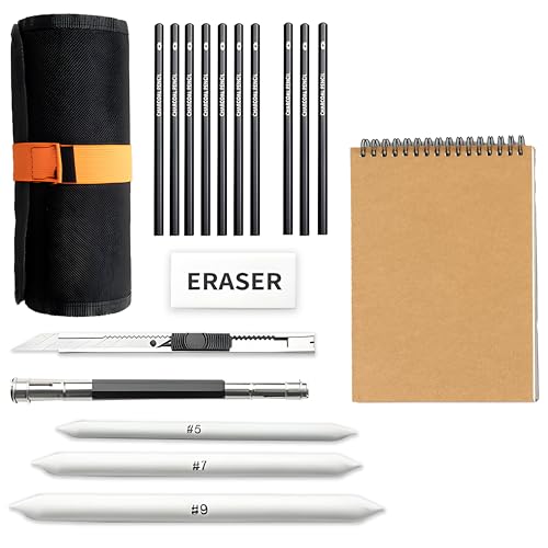 Image of DaKos Sketch Pencil Set, Drawing Pencil Set and Shading Pencils Set for Artists, Perfect Sketching Kit of Charcol Pencil and Shading Art with A5 Sketch Book and Rolling Pouch (27 Pieces)