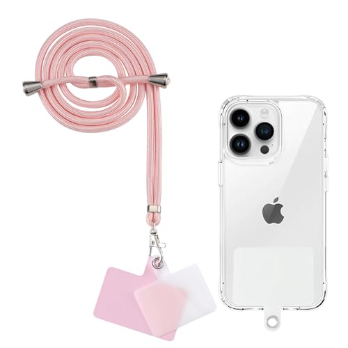 Yoedge Cordón Cuerda Universal Correa Colgante para movil con 2 Phone Lanyard Parcheas, Correas Ajustable Cuello Cadena de Nylon con Todos los teléfonos Inteligentes con Llaver, Oro Rosa