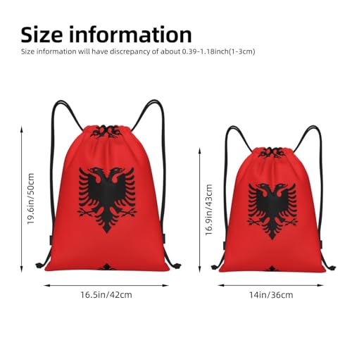 Medium Drawstring Bag - Sport Albanian flag Print Sackpack for Yoga, Dance, Travel, Hiking - Lightweight Storage4