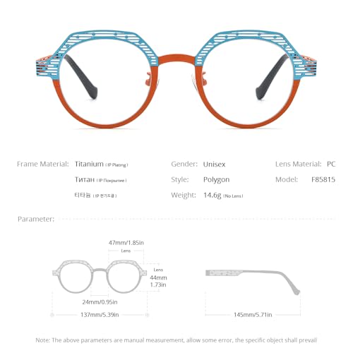 Image of FONEX Colorful Pure Titanium Glasses Frame Women Retro Round Eyeglasses