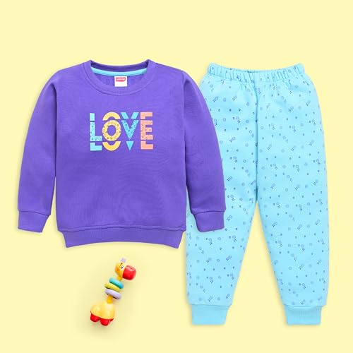 Image of LuvLap Baby Girls Full Sleeve Sweatshirt & Pyjama Set