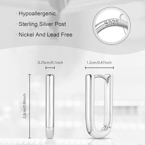 ALEXCRAFT 925 Sterling Silver Hoop Earrings for Women, Hypoallergenic 14K Gold Plated Small Rectangle Huggie Hoop 12x22mm Outer Diameter Medium Square Rectangle Hoops Earrings for Women Jewelry Gifts4