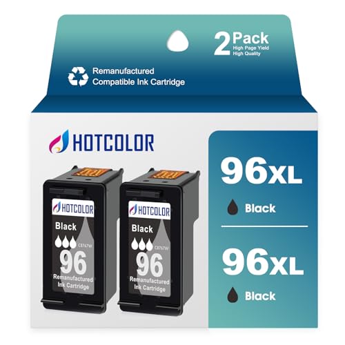 HOTCOLOR 96 Cartucho de tinta negro de repuesto para impresora HP 96 C9348FN C8767WN para HP Deskjet 6940 5740 (2 negros) 2 unidades