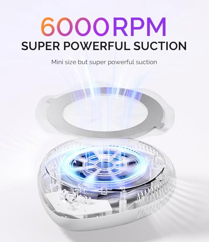 Image of MelodySusie Compact Cordless Nail Dust Collector, PProR 6000RPM Mini Nail Vacuum Fan with 3 Suction Modes and 30 Disposable Filter Papers for DIY & Daily Nail Care,White