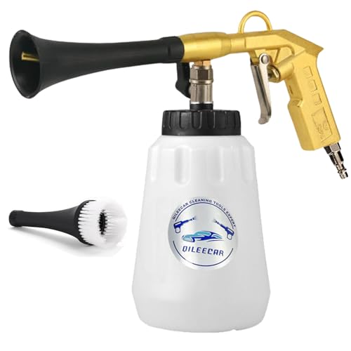 QiLeeCar Tornado Cleaning Gun, High Pressure Turbo Car Cleaning Gun Clean and Air Dry Auto Surfaces with a Strong Gust of Air and Universal Interior (Imitation Gold Metallic)