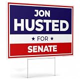 Jon Husted for Senate Yard Sign, Ohio Republican GOP Political Sign, 12x18 Inches Coro Plastic, Double Sided, Metal H-Stake, Waterproof Outdoor Red Lawn Signage, USA Made
