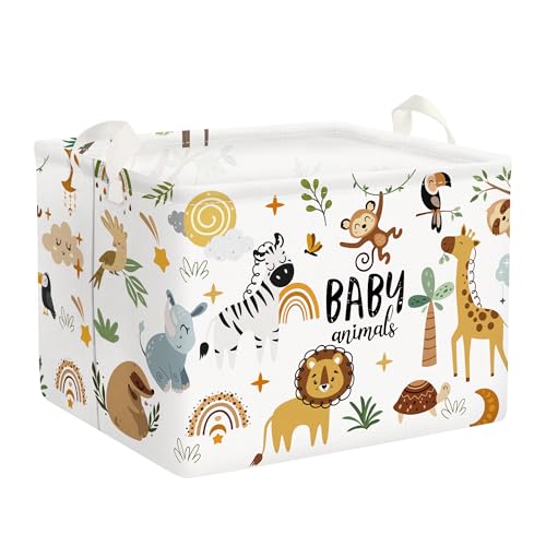 Clastyle Cestos Almacenaje Infantil Animales Boho Cesta Ropa Sucia Plegable para Habitación Infantil Dormitorio Cajas de Almacenaje Juguetes para Chico Chica, Marrón, 40 * 30 * 30 cm
