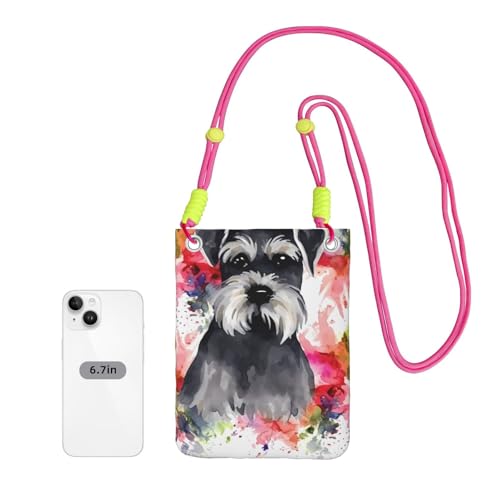 Schnauzer Cell Phone Purse For Women, Cell Phone Sleeve Pouch Case Wallet Bag With Black Shoulder Strap Travel Pouch3