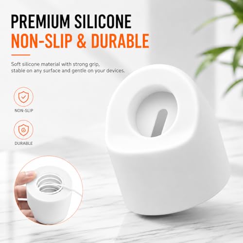 Image of Mizi Magnetic Charging Stand for Apple Watch Ultra 3 /2 /1 & Series 11 / to 1 /SE Silicone Wireless Charger Holder with Cable Management, Nightstand Mode Support, Portable Desk & Bedside Dock - White