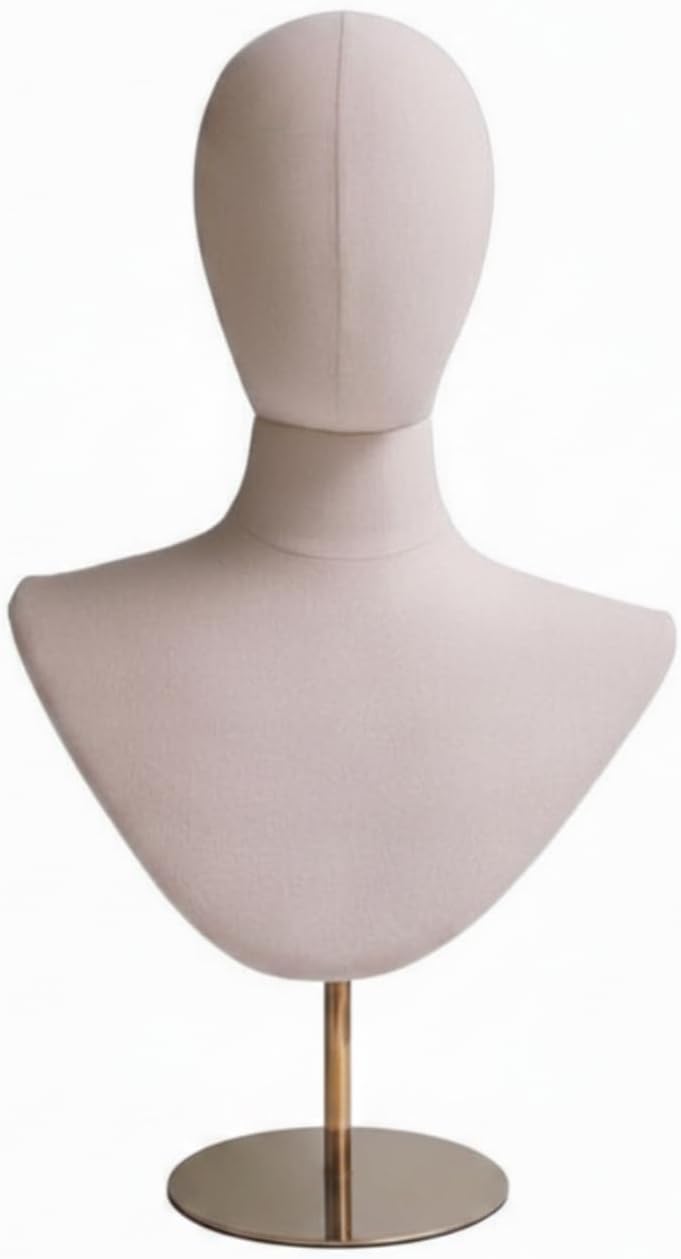Hat Display Stand Mannequin Stand With Adjustable Height And Round Base Foam Metal Construction suitable for shop merchandising market stalls up events , Gold Base
