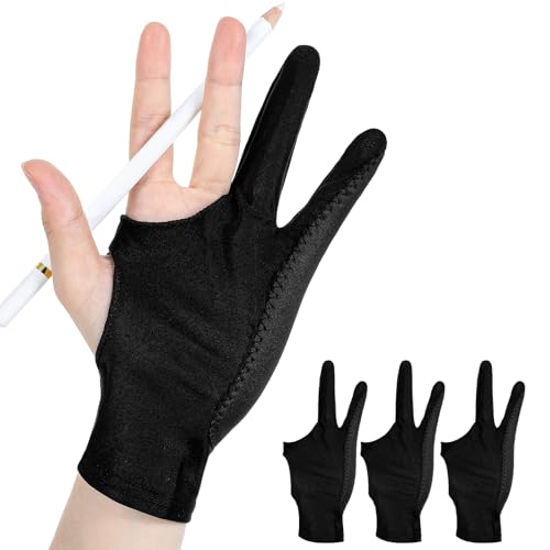 oruola 4pcs Artist Glove for Drawing Tablet, Drawing Glove Right Hand,Nylon Spandex Tablets Gloves, Artist Gloves For Draw Tablet, Suitable for Drawings Tablets, Paper Sketch,Black
