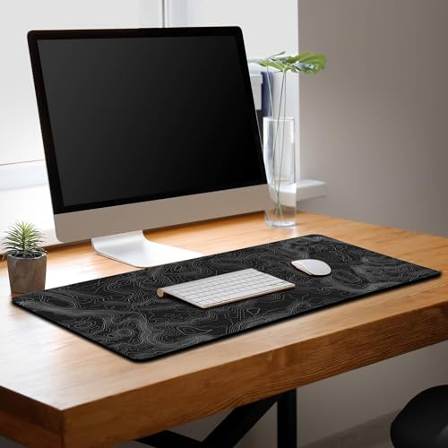 Image of Saco XXL Gaming Mouse Pad for PC - Large Desk Mat 900x400x3mm, Extended Non-Slip Rubber Base, Waterproof Surface, Topographics Design, Big Keyboard Mouse Pad for Office & Home Setup