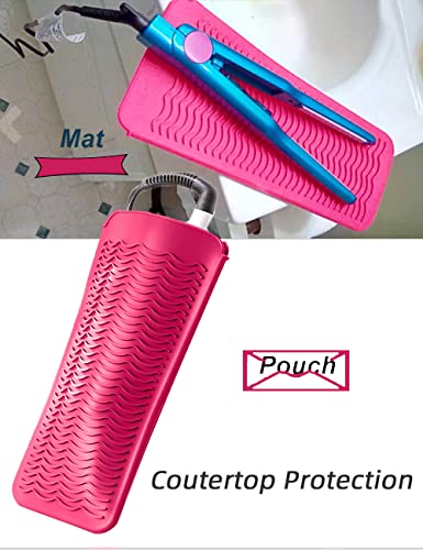 Curling-Iron-Mat-Heat-Resistant-Silicone-Mat-Pouch-Portable-Fast-Chilling-Food-Grade-Material-for-Curling-Iron-Hair-Straightener-Curling-Wand-Storage-Pink
