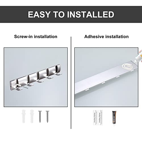 Rotate Color Flip Coat Rack Wall Mount Floating Towel Rack, Aluminum Heavy Duty Door Wall Hangers With 5 Retractable Hooks To Hanging Clothes Hats Purses Keys, Silver… #TOP4