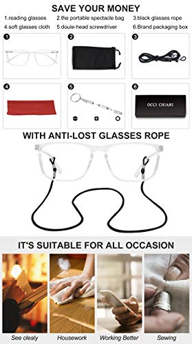 Image of OCCI CHIARI Reading Glasses Men's Large Reader Durable Spring Hinge
