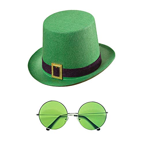 com-four® Leprechaun, Kobold Kostüme zum St. Patricks Day - Outfits und Accessoires für das grüne, irische Fest - Für Fasching, Fastnacht, Karneval, Parade, Motto-Party, Irish Pub (02-teilig - Set04)