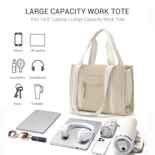 Image of ACUARIO Tote Bag for Women, Work Tote Handbag with Pockets, Shoulder Bag for Office Business Travel Daily Commute
