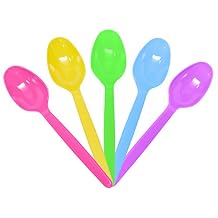 Karat U2100 Rainbow 5.9" PS Heavy-Weight Disposable Teaspoon, Rainbow Pack of 1000