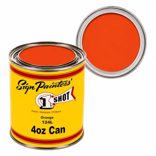 1 Shot Lettering Enamel Paint Professional Pinstriping and Lettering Paint 4 OUNCE can 124L/4Z (124L- Orange)