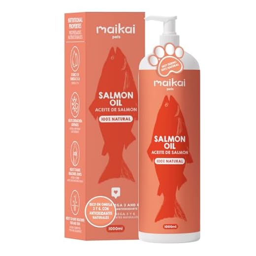 MAIKAI Aceite de Salmon para Perros y Gatos 1 L - 100% Natural y Puro - Fuente de Omega 3 y 6 - Antiinflamatorio - Piel Sana y Pelo Brillante - Vitaminas y Calcio - Articulaciones y Defensas