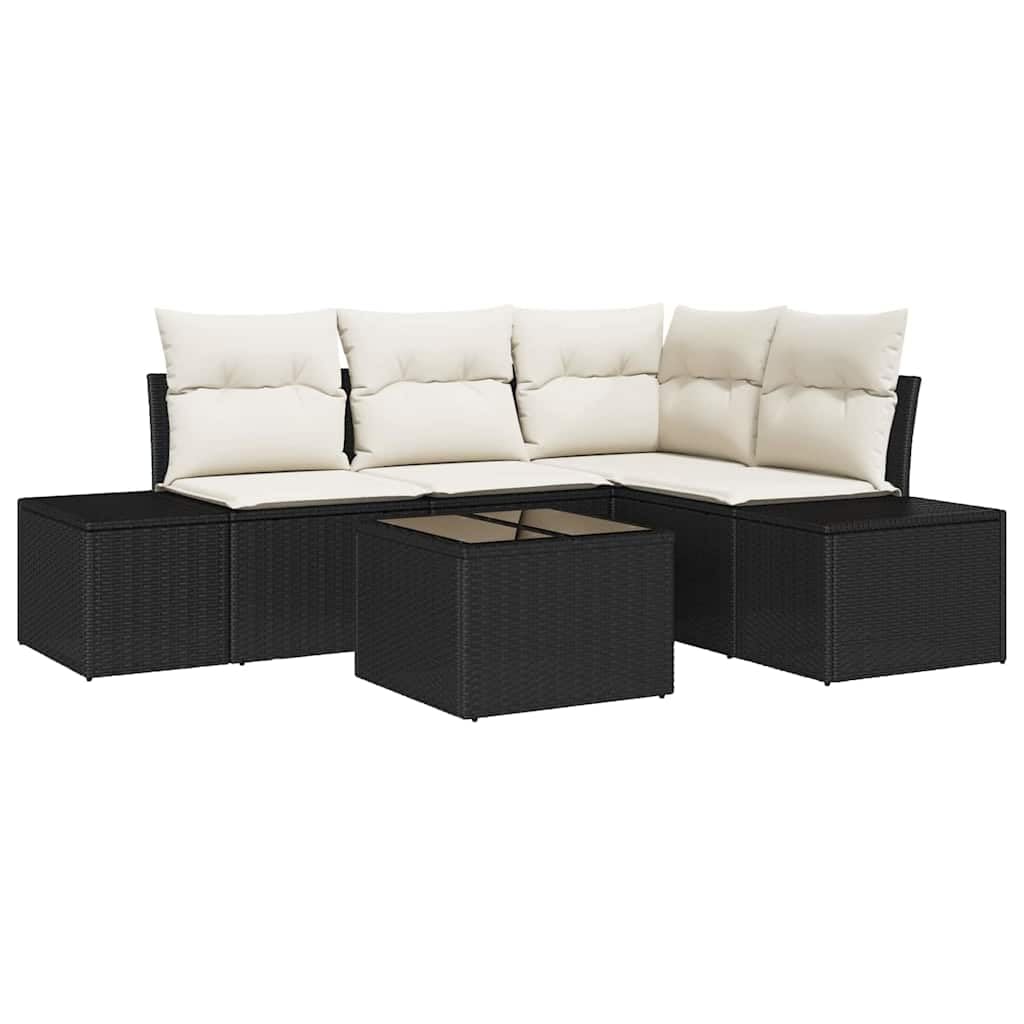 Polirattan modułowy zestaw sof ogrodowych Black 209 x 154 x 85 cm