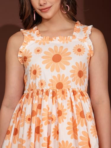 Image of Dress for Women | New Rayon Floral Printed Flared Maxi Dress for Women & Girl's
