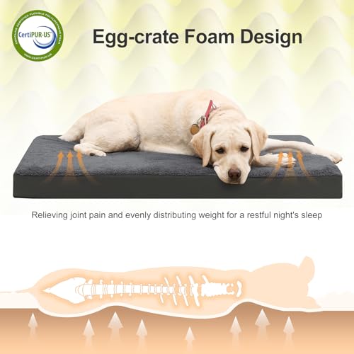 VoltaEcho Orthopädisches Hundebett, Wasserdichtes, Waschbares Hundematratze mit Abnehmbarer Hülle, Eierschaumkastenmatte mit Umkehrbarer Gestaltung,104 * 68 * 8CM