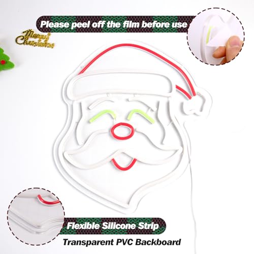 Image of Goneons Santa Claus Merry Christmas Neon Sign for Wall Decor, 9 Level Dimmable Christmas Santa Neon Sign, USB Powered LED Light for Bedroom Room Windows Wall Art Party Bars Decor