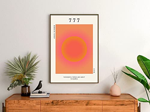 Geetez Aesthetic 777 Angel Number Poster Canvas, Angel Number 777 Poster, 777 Wall Art Print, Colorful Gradient Aura Print, 777 Luck Number Poster, Gradient 777 Aura Print Minimalist Wall Art Home Decor #TOP1