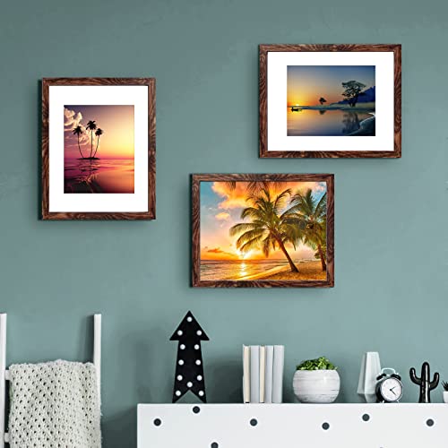 Seseat 11X14 Picture Frames Rustic Brown Display Pictures 8X10 With Mat Or 11X14 Prints Without Mat, Wall Mounting, 6Pcs #TOP5