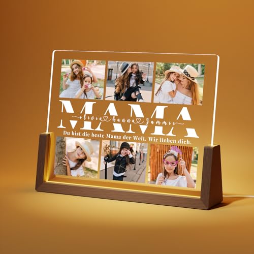 Giftove Geschenke für Mama Personalisierte Bilderrahmen LED -...