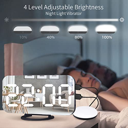 Lamisola Digital Alarm Clock With Bed Shaker, Extra Loud Vibrating Alarm Clock For Heavy Sleepers, Clock For Bedroom With Large Mirror Surface Black #TOP5