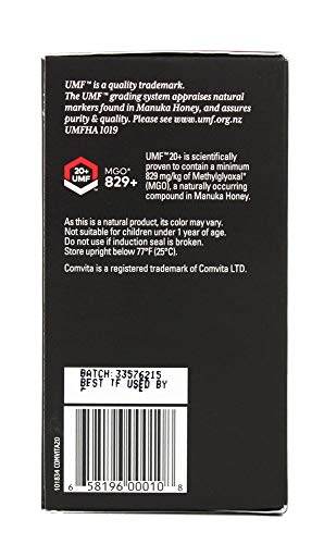 Raw Manuka Honey, Certified Umf 20+ (Mgo 829+), 8.8 Oz (250 G), Comvita #TOP4