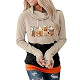 ADMAY Horror de Halloween aterrador 2023 Y.2.K Sudadera con Estampado de Halloween para Mujer Sudadera con Capucha y Cordón Suelto de Manga Larga Casual con Capucha Sudadera Larga Linda, Caqui., M