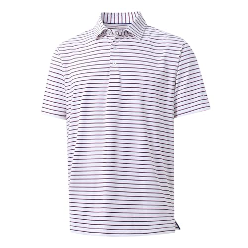Rouen Golf Shirts for Men Performance Moisture Wicking Casual Striped Polo Business Mens Polo Shirts...