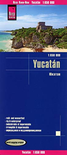 Yucatán, mapa impermeable de carreteras. Escala 1:650.000 impermeable. Reise Know-How.: Klassifizie