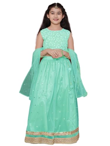 AJ DEZINES Kids indian Ethnic Wedding Wear Schiffli Sequence Lehenga Choli for Girls With Dupatta