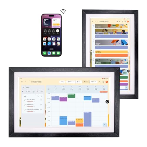 15.6" Digital Google Calendar+Pen,No Subscription|All-in-one Smart Display:Photo Frame,Google Play Apps,Voice Assistant,Home Hub,Streaming|Built-in Battery|Wall&Desk|Anti-Glare Touchscreen|Walnut Wood