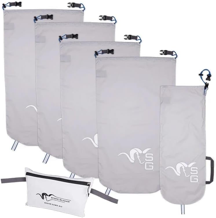 Stone Glacier Game Bag Kit, Medium, 70 D Nylon Ripstop, Drawstring Closure, Duraflex Buckle, Stone Grey (70065-SG-M)